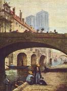 Honore Daumier Der Kunstler vor Notre Dame oil